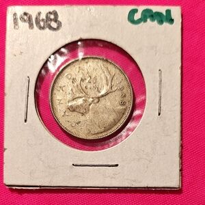 Silver 1968 Canadian Quarter